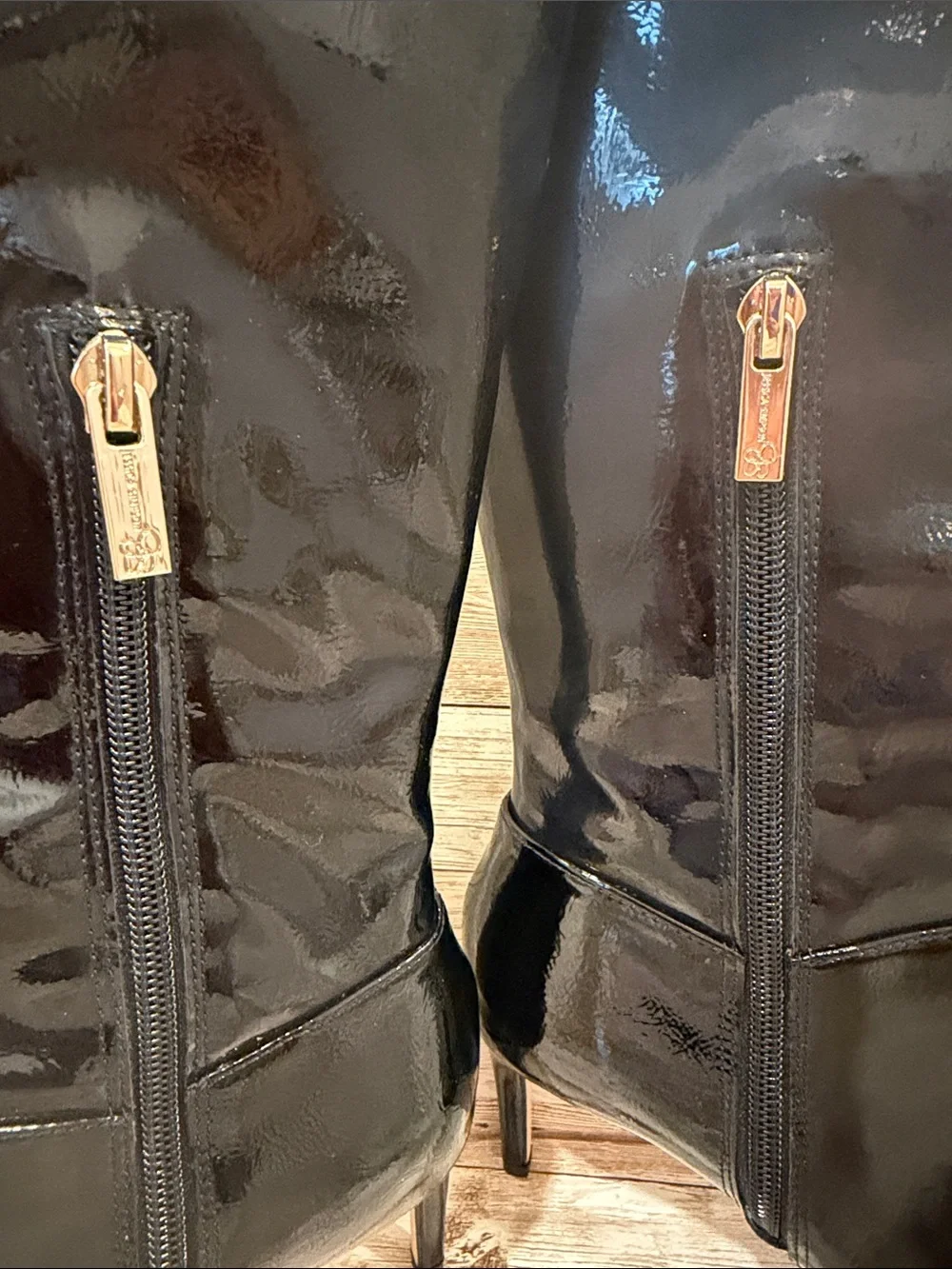 Jessica Simpson Black Patent Over-the-Knee Pointed Stiletto Boots 6M NEW